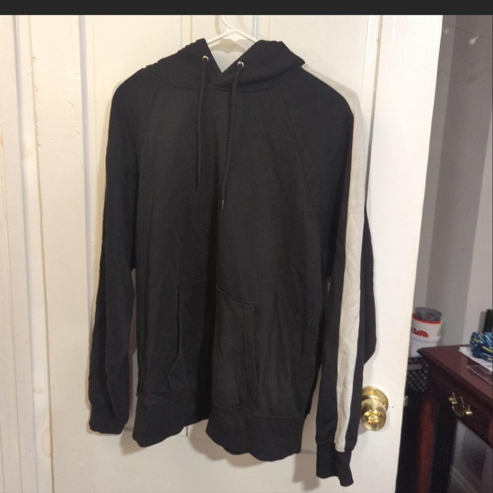 Black Hoodie with White Stripe H&M